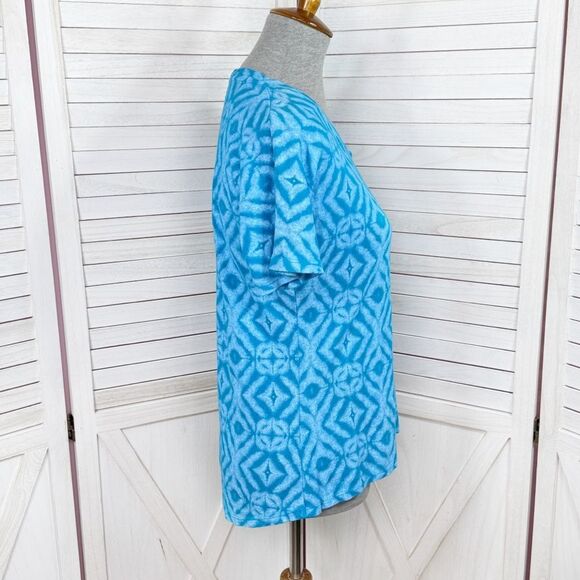 Fresh Produce Geometric Print Hemp Cotton Short Sleeve Shirt Blue Small - Picture 3 of 11